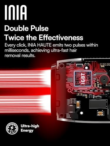 INIA Laser Hair Removal for Women and Men, IPL Hair Removal Device with Ice-Cooling, Double Effectiveness & 5 Flashes per Second for Long-Lasting and Nearly Painless Results