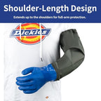 2Pair PVC Chemical Resistant Long Rubber Gloves Elbow Length,Heavy Duty Waterproof Gloves For Dishwashing Cleaning Chemical Pool Pond Acid Work, 25 Inches, Large-(Blue)