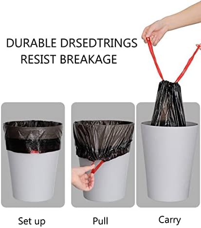 Feisco 3 Gallon Black Trash Bag,Small Drawstring Garbage Bag Trash Can Liner,100 Counts,0.55 Mil