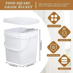 Mumufy 3 Pcs 3.5 Gallon Square Food Grade Bucket with Lid Square Bucket Pail Plastic Handles for Long Term Food Storage, Camping, Fishing, Home Organization Easy Stack and Store (White)