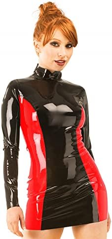 Cosplay Costumes Shiny PVC Women Bodycon Dress Dress Sexy Clubwear Plus Size 7XL,Red,XXL