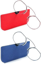 REAVEE 2 Pack Small Armless Reading Glasses for Men Women, Blue Light Blocking No Temple Compact Readers with Portable Case