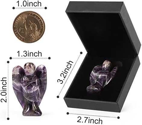 Artistone Amethyst Crystal Guardian Angel Figurines Gemstone Pocket Angel Chakra Stone Statue Handcraft Reiki Gifts for Healing Meditation Balancing Collection(2 Inches)