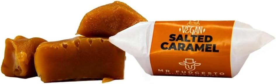 Mr Fudgesto - Vegan Fudge Candy - Salted Caramel Flavor - Confectionery Treat - Sweets Box - Suitable for Gifting - 8.8 oz (250 g)