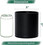 D'vine Dev 4 Pack 5 Inch Modern Plastic Plant Pots, Small Garden Planters for Plant with Drainage Holes and Saucers, Black Color, 74-Y-G-2