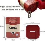 Razor Blade Disposal Container - Large Capacity Safety Blade Bank for Used Double Edge Safety Razors - Detachable Disposal Case with Beard Pattern for Barber Shops & Home, Reusable & Recyclable (Red)