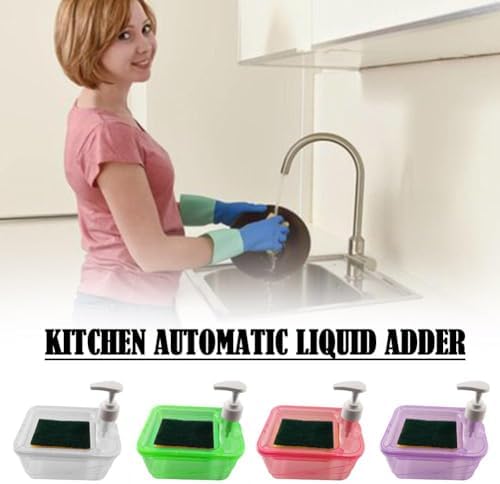 Hand Soap Dispenser 2-in-1 Liquid Soap Dispenser, Kitchen dishwashing Detergent Press Box soap Dispenser with Dishwashing Brushes Automatic Soap Dispenser and Scrubber Holder ﻿ (White)