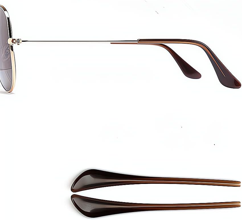BEHLINE Sunglass Temple Tips,Replacement Ear Sock Glasses End Tips/Eye Tips Retainer,Eyeglasses Piece Tube Sleeve Anti-slip for Aviator Sunglass Eye Glasses Frames/Thin Metal Eyewear Frame(Brown)