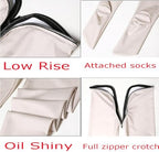 Women's Sexy Oil Shiny Synthetic Latex Slim Fit Leggings Stretchy Tight Pencil Pants Full Zipper Crotch Trousers