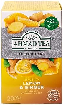 Ahmad Tea Tea Infusion, Lemon & Ginger, 40G, 20 Count