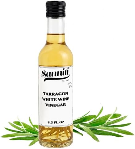 Sanniti French Tarragon White Wine Vinegar, 8.5 fl oz – Aromatic Herb-Infused Vinegar | Gourmet European Pantry Staple