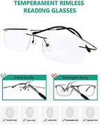 Eyekepper Titanium Rimless Reading Glasses Readers Men Women Gunmetal +2.5