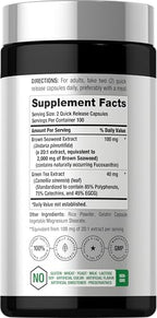 Horbäach Brown Seaweed Extract Capsules | 200 Pills | Fucoxanthin Supplement | Non-GMO, Gluten Free