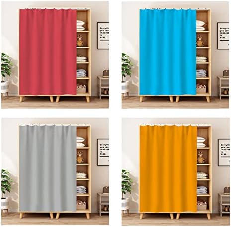 SK Studio Cabinet Curtains for Shelves, Privacy Closet Curtain Dust-Proof Window Shades for Kitchen Storage Room, No Tools No Drill Black, 39" W x 71" H