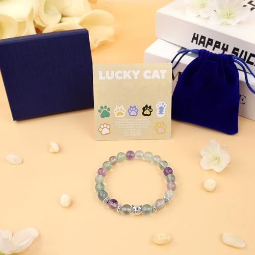 MAIBAOTA Elephant Gifts for Women Elephant/Cat/Turtle/Owl Bracelet 8 mm Round Gemstones Animal Style Bracelets Stretch Bracelet Christmas Gifts for Women