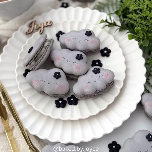 Royal Icing Blossoms | Icing Flowers | Mini Edible | Edible Roses | White Blossoms | Icing Shapes | Sprinkle Mix | Cake Sprinkles | Wedding Flowers | Bulk Sprinkles | by Simply Sucré (54 Flowers, Black Blossoms)