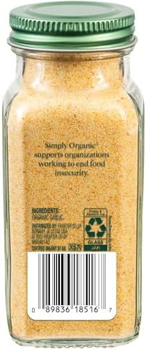 Simply Organic Garlic Powder, 3.64-Ounce Jar, Pure A-Grade Organic Garlic, Dried & Ground, Kosher, No ETO, Non GMO