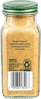 Simply Organic Garlic Powder, 3.64-Ounce Jar, Pure A-Grade Organic Garlic, Dried & Ground, Kosher, No ETO, Non GMO
