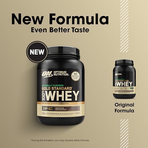 Optimum Nutrition Gold Standard 100% Whey Protein Powder, Naturally Flavored Chocolate, 27 Servings (Packaging May Vary)