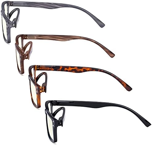 Eyekepper 4 Pack Blue Light Filter Glasses Blocking Digital Glare Readers for Women Men Reading Computer Screen +3.00