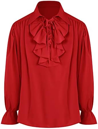 Bbalizko Mens Pirate Shirt Ruffle Victorian Renaissance Steampunk Vampire Poet Shirts Gothic Medieval Costume