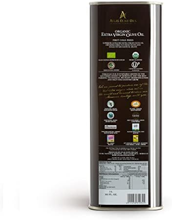 Atlas 3 LT Organic Cold Press Extra Virgin Olive Oil with Polyphenol Rich from Morocco|Newly Harvested Unprocessed from One Single Family Farm | Moroccan EVOO Trusted by Award-Winning Chefs