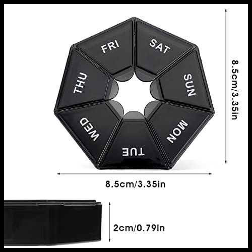 Weekly 7 Day Pill Box Daily Pill Organizer Case Travel Pill Holder Portable Medicine Planner Vitamin Holder Boxes Dispenser Pill Container for Medicine Fish Oil Supplements Vitamin