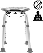 PEPE Mobility Shower Stool with Non-Slip Tips, Height Adjustable, Tool-Free Assembly, Lightweight Aluminium, Round, Black