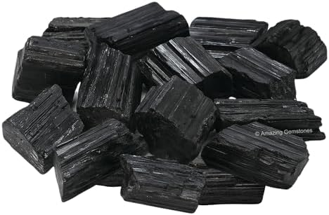 Amazing Gemstone Genuine Black Tourmaline Crystals Stone Raw Protection for Healing, Natural Rocks for Tumbling - Turmalina Negra Original (2 Pieces)