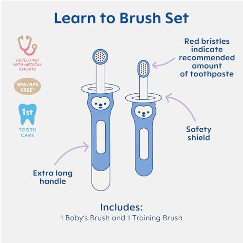 MAM Baby Toothbrush Training Brush 6+ Months – Extra Soft Infant & Toddler Toothbrush with Safety Shield, Small Rounded Head for First Teeth & Gums, Indicator Bristles, Non Slip Handle, BPA Free