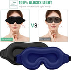 BeeVines Sleep Mask, 2 Pack 3D Contoured Sleeping Eye Masks for Lash Extensions, Night Molded Covers with Adjustable Strap, Eye Shade Cover Lashes Extension for Traveling Yoga Nap(Black & Blue)