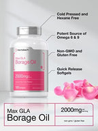 Horbäach Borage Oil Capsules 2000 mg | 120 Softgels | 320mg of GLA | Cold Pressed Seed Oil Supplement