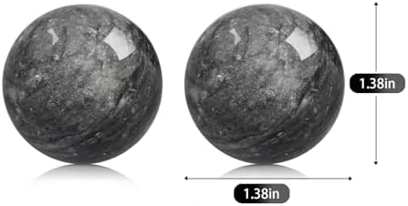 Traditional Chinese Baoding Balls, Marble Health Exercise Stress Relief Balls, Dark Grey, 2-Piece Set (Dark Grey, Small-1.38")