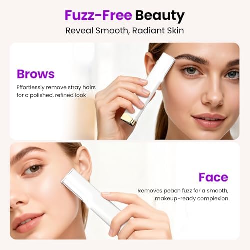 Sonic Dermaplane Razor for Women Face, 3-Speed Rechargeable Facial Hair Remover & Exfoliating Dermaplaning Tool, Gentle Face Shaver for Peach Fuzz, Smooth Skin Radiant Glow, with 10 Replacement Blades