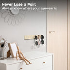 Sunglass Holder for Wall - Keep Your Eyewear Safe & Secure - Eyeglass Organizer for Multiple Glasses Display, Hanging Sunglasses Storage Stand, Reading Glasses Holder Rack - White, 5 Slot