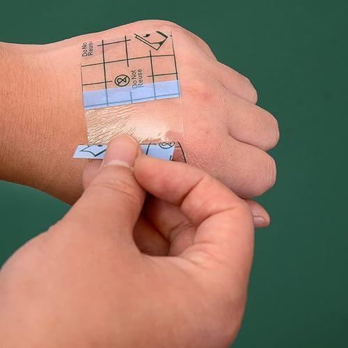 100Pcs Transparent Stretch Adhesive Bandage, BetterJonny 5 Sizes Waterproof Clear Adhesive Bandages Disposable Tattoo Bandage Stretch Bandage Tape for Swimming and Shower