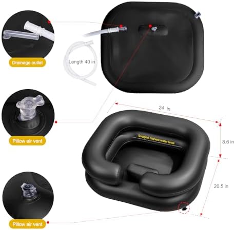 Inflatable Shampoo Basin for Bedridden and Disabled,Portable Shampoo Bowl for Injured, Hair washing Basin for Childred,pregnant woman,Easy Hair Washing at Home (Black)