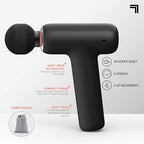 Sharper Image PowerBoost Core Mini Massage Gun| Portable Deep Tissue Percussion Massager with 6 Speeds| 4 Attachments| Quiet Motor| Cordless Muscle Recovery Tool with Carry Pouch
