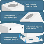 2 Pack Tissue Box Cover White, Square Acrylic Tissue Holder, Decorative Facial Tissue Box Vessel Cube Paper Organizer Dispenser for Bathroom Office, Night Stand, Desk, Car, Vanity, Countertops
