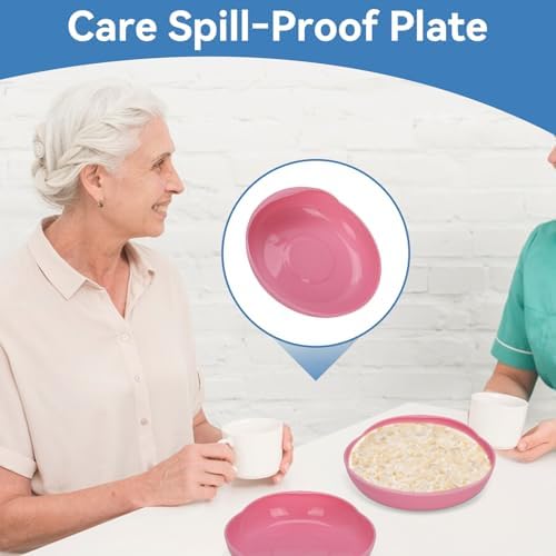 Scoop Plate, Adaptive Spill Proof Scoop Plates with Suction Cup Base Nonslip Tableware for Disabled, Elderly Adults Parkinson's, Dementia, Tremors Care