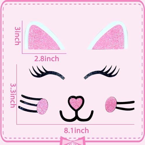 JeVenis Cat Cake Topper Cat Ears Eyelashes Cake Set Cake Decorations for Cat Themed Birthday Party Cute Meow Birthday Party Boy Girl Baby Shower Party Decoration