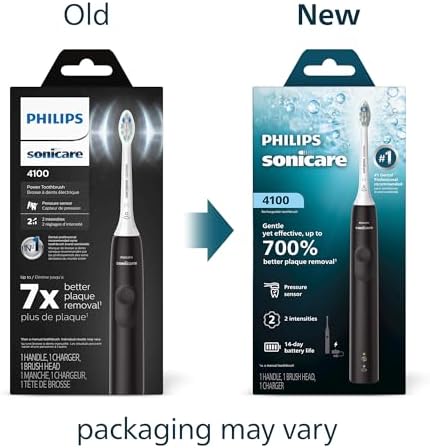 Philips Sonicare 4100 Series Electric Toothbrush - Sonic Toothbrush with Advanced Sonic Technology, Pressure Sensor, Two Intensity Settings, Smartimer & Quadpacer, Black, Model HX3681/24