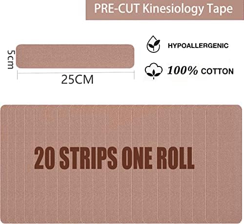 Kinesiology Tape Pro Athletic Sports (3 Rolls,60 Precut Strips) Waterproof Breathable Latex Free Tape for Ankle Wrists Knees Elastic Running Tennis Swimming Sports Activities Tapes(Flesh Color)