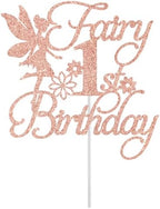 Fairy 1st Birthday Cake Topper, Fairy First Birthday Decorations, Girls 1st Bday Cake Decor, Floral Fairy Baby Shower Bday Party Decorations, Rose Gold Glitter