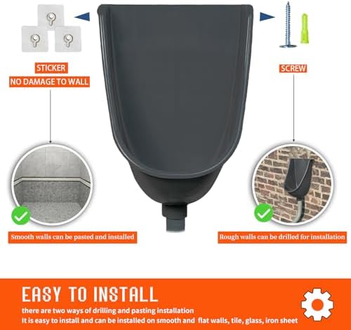 Waterless Urinal Garage Urinal for Men Plastic Urinals for Men Toilet Urine Diverter Outdoor Urinal Wall-Mounted Urinals For Men Bathroom, No-Drill Lnstallation Self-Adhesive Mens Urinal