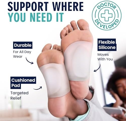 Dr. Frederick’s Original Arch Support Sleeves Plus - 2 ct - Doctor-Developed Plantar Fasciitis & Flat Feet Relief - Foot Braces for Fallen Arches, Heel Pain & Achy Feet - Soft Gel Cushion - S/M