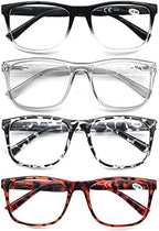 MODFANS Oversize Reading Glasses 2.75 for Men Women,Large Readers Men Square Frame Lightweight Spring Hinge Arm Mixed Color with 4 Pouch