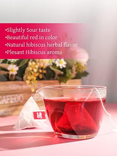 TeeLux Hibiscus Tea Bags, Natural Hibiscus Flowers Herbal Tea, Caffeine Free, Refreshing Tart Flavor, Hot & Iced Tea, 50 Count