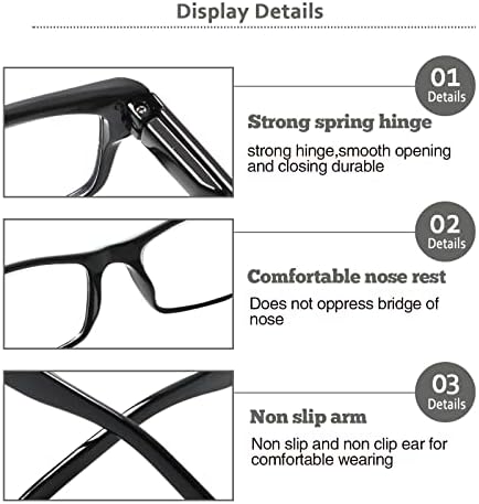 BIENCOOL 6 Pack Reading Glasses Traditional Frames for Men and Women Readers with Spring Loaded Hinges