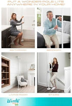 Stander Wonder Pole Lite, Adjustable Floor to Ceiling Safety Grab Bar with Security Support Handle for Fall Prevention, Tension Mounted Transfer-Pole for Adults, Seniors, and Elderly, White